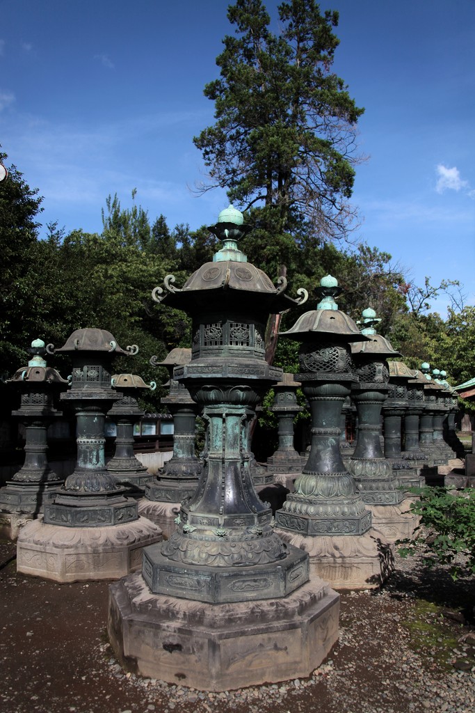 Copper lantern shrine Toshogu Tokugawa Ueno park Tokyo Japan
