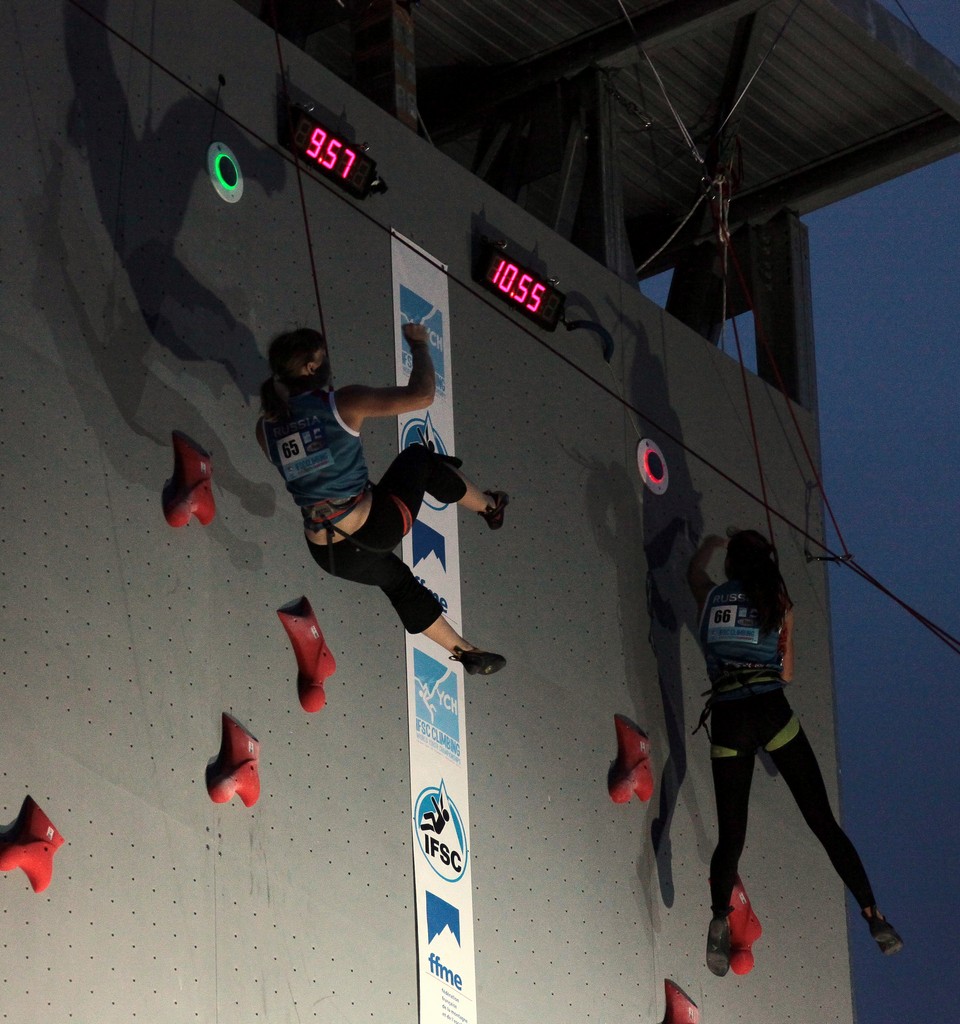 Female competitor IFSC world youth championships lead and speed Climbing Noumea 2014 New Caledonia