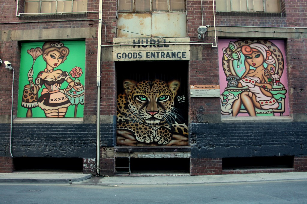 Street art Panther sexy woman Painting Melbourne Australia