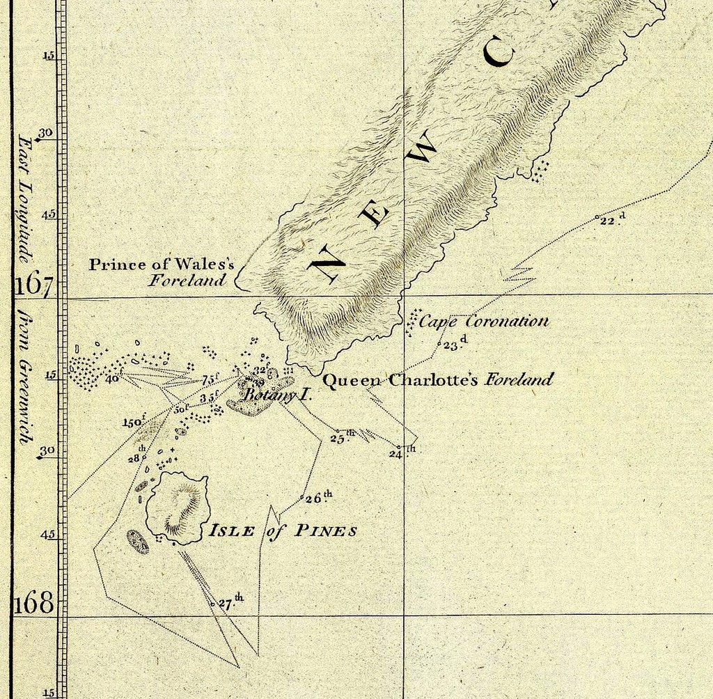 New Caledonia Chart 1774 James Cook Isle of Pines His Majesty's Ship Resolution