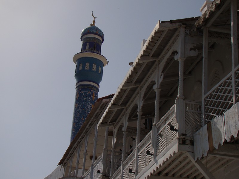 Blue minaret Al Rasool Al Azam Mosque Mutrah Muscat Oman