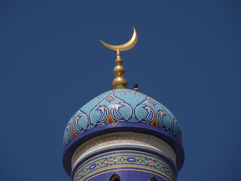 Sultanat d'Oman Mascate Minaret recouvert de mosaique