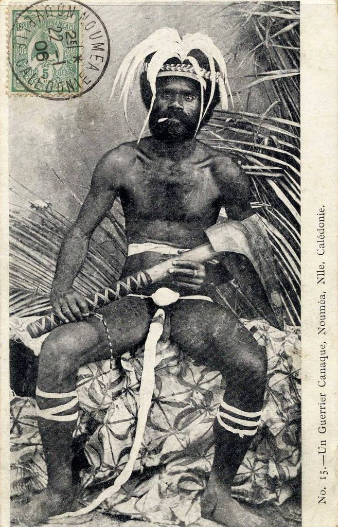 Carte postale ancienne Guerrier Canaque Nouméa Nouvelle-Calédonie