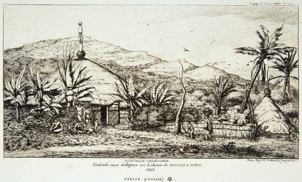 New Caledonia Large native hut on the road from Balade to Puebo 1845
