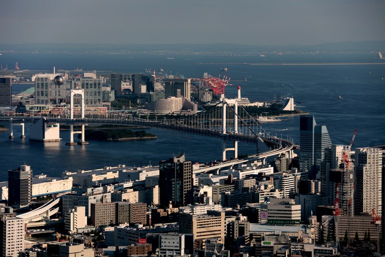 Japan Tokyo modern pictures bay bridge city by the sky
