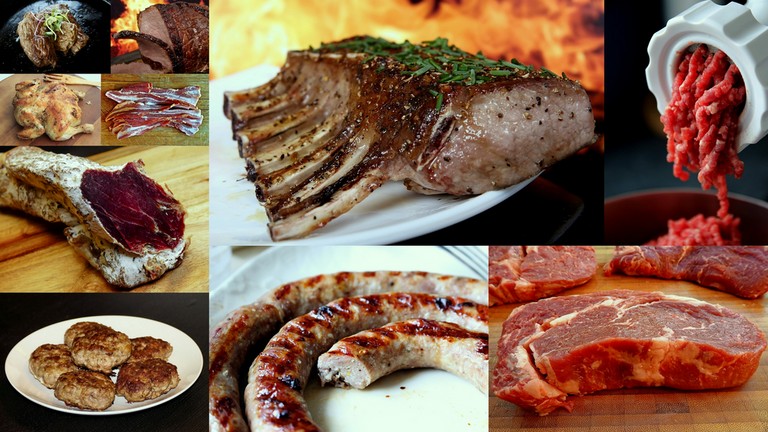 Cuisiner la viande de bœuf, veau, cheval, porc, mouton, agneau, chèvre, volailles, gibier, brousse, séchée