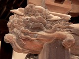 Wooden carving shishi lion architectural element shinto bouddhist temple shrine Tokyo Japan 獅子