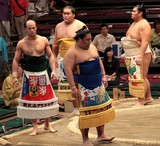 keshô-mawashi 化粧廻し loincloth fronted with a heavily decorated apron worn by sekitori wrestlers Tokyo Japan