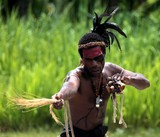 Fe-hoa warrior dance relating in the form of chanting the legend of the two brothers Capenehe and Hlemusese