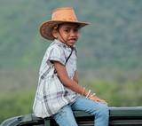 Jeune Kanak avec un chapeau Fête de Boulouparis 2015 Nouvelle-Calédonie