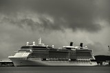 Celebrity Solstice largest cruise ship New Caledonia black and white picture