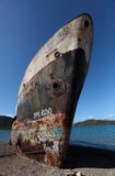 Rusty boat in New Caledonia Melanesia shipwreck