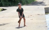 smilling young boy fidjian cricket player river fidji fidjian small village 