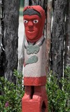 ugly moari statue in village new zealand north island