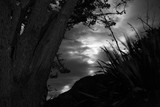 Moon at night with clouds in the sky black and white New Zealand Photography