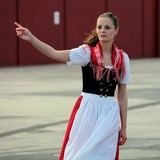 Young woman dirndl Dubai global village UAE