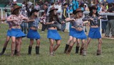 Cheerleader american footbal New Caledonia beauty western girls blue skirt cowboy hat